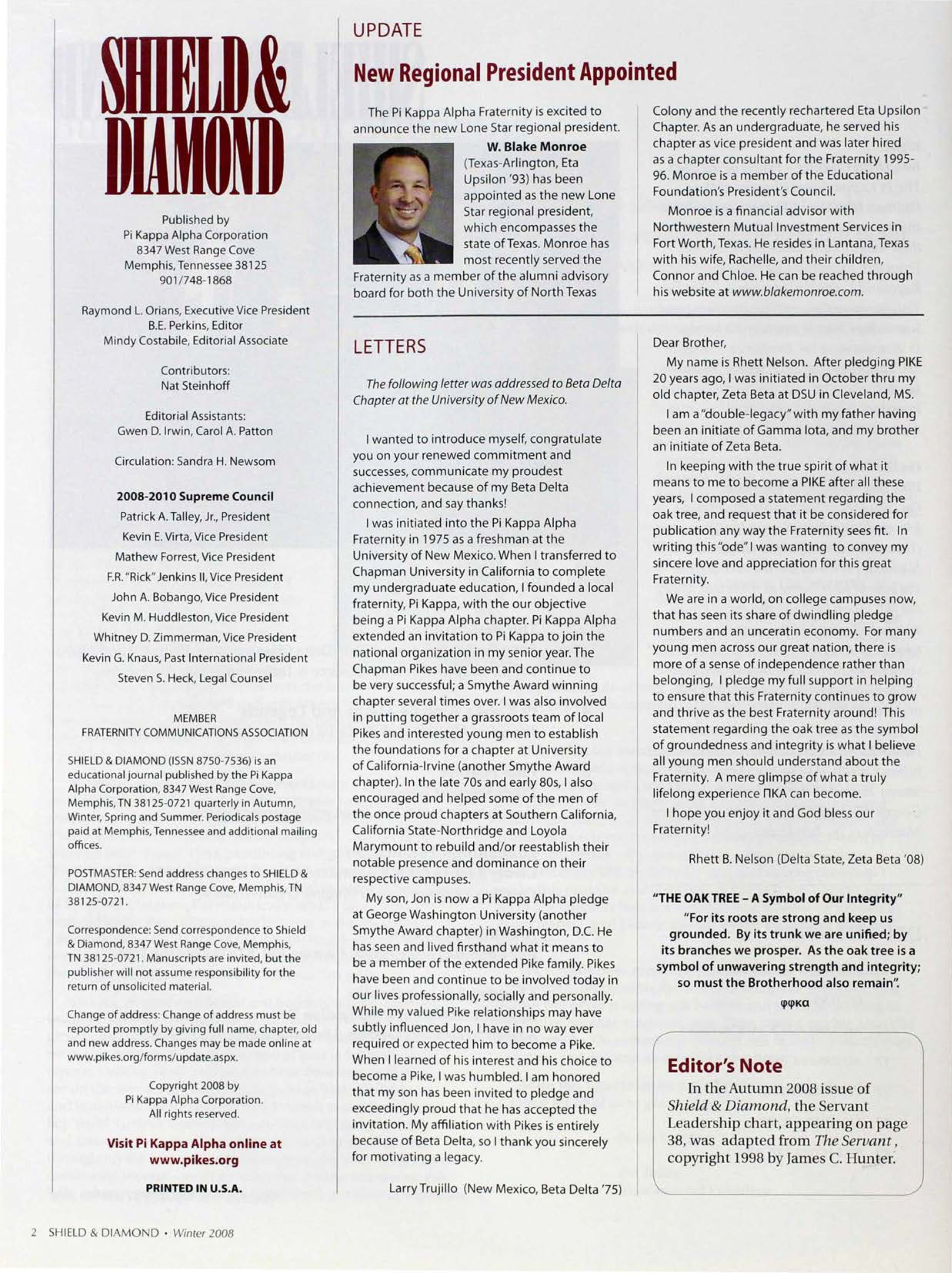 Editor's Note, Winter 2008